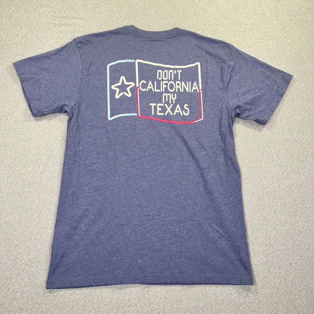 Burlebo Shirt Mens M Blue "Dont California My Texas" Graphic Pocket T-Shirt Tee‎